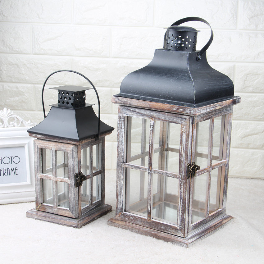 Rustic retro wooden wind lantern