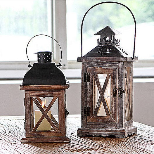 Rustic retro wooden wind lantern
