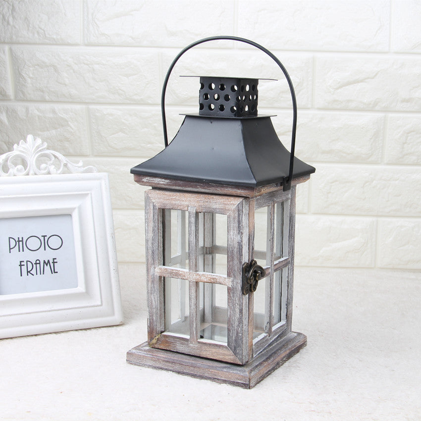 Rustic retro wooden wind lantern