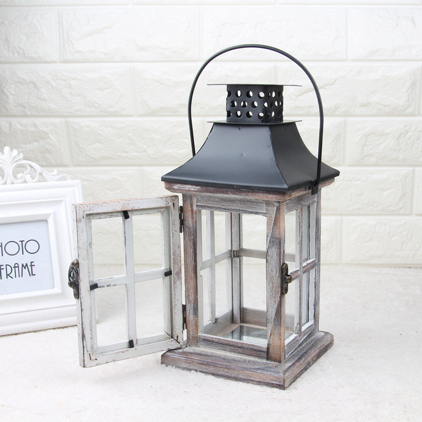 Rustic retro wooden wind lantern