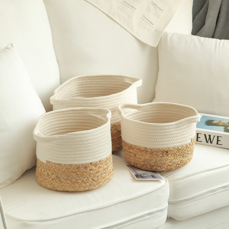 Panier de rangement nordique en coton tressé | Style naturel épuré
