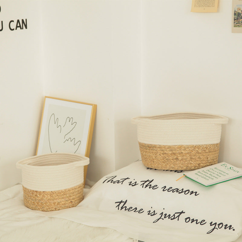 Panier de rangement nordique en coton tressé | Style naturel épuré