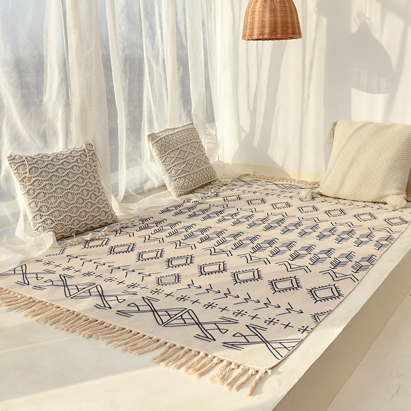 Nordic Minimalist Cotton And Linen Floor Mats Living Room Sofa Carpet