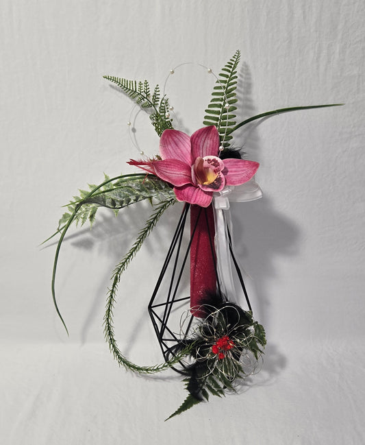 Vase broché Élégance Orchidée et fleur  lumineuse