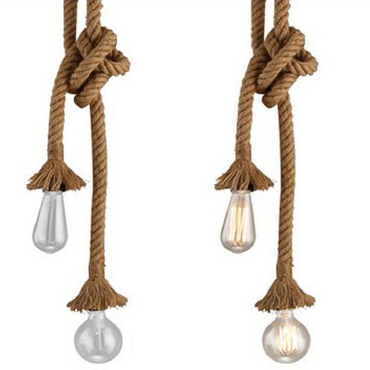 Lampe à suspension décorative en corde de chanvre. Lumière d'ambiance naturelle & esprit bohème.