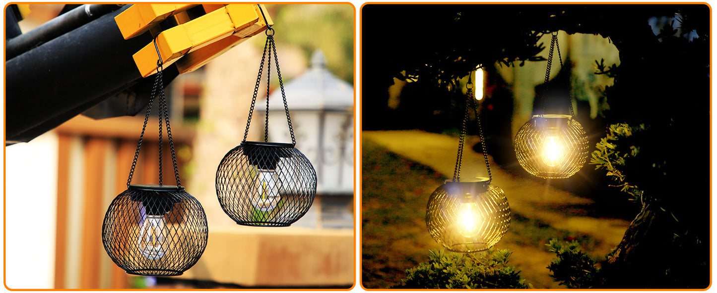 Lampe solaire suspendue en métal