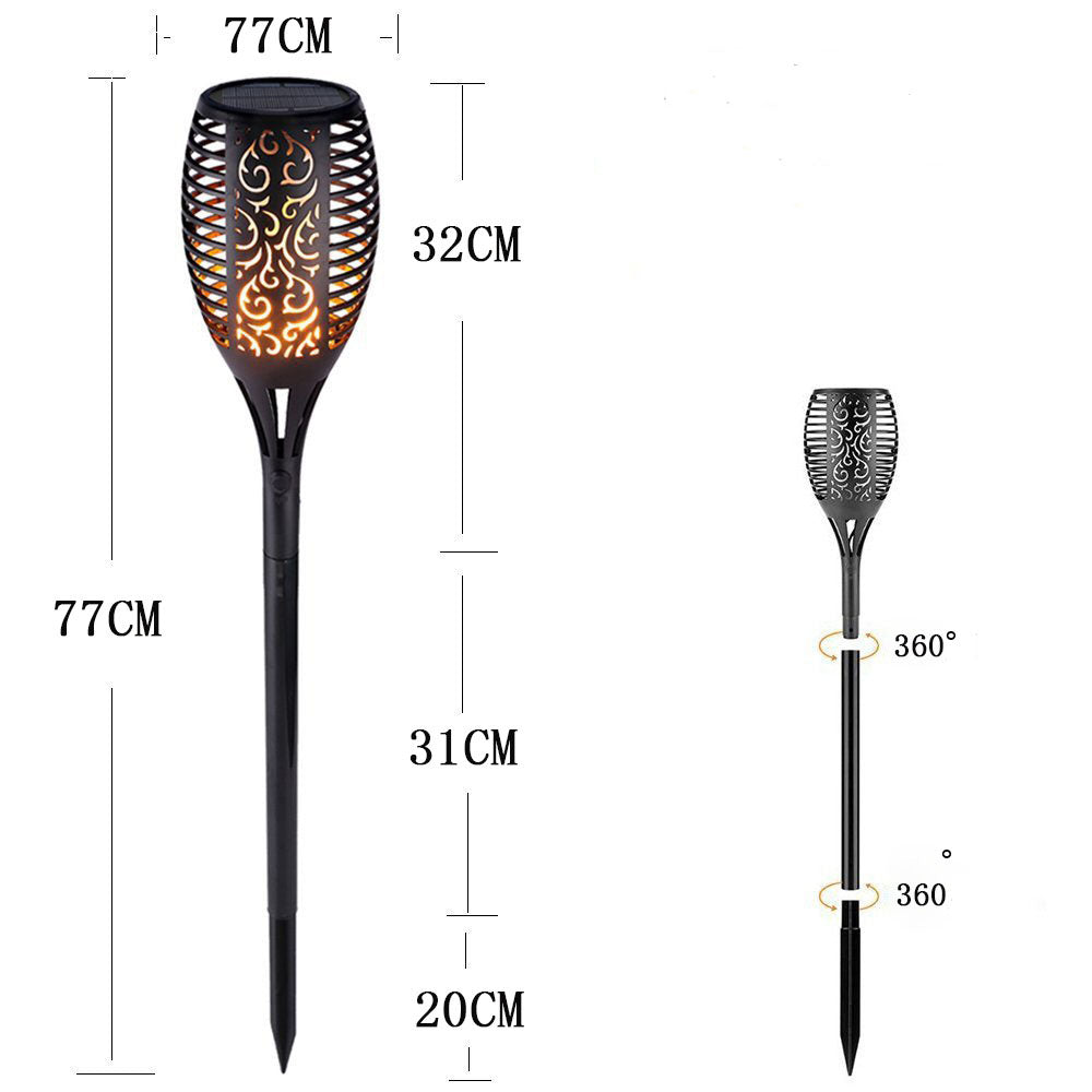 Torche solaire à effet flamme – Lumière d'ambiance naturelle pour l'extérieur