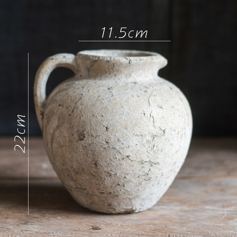 Cache-pot en argile artisanale texturée – Collection Terre Naturelle