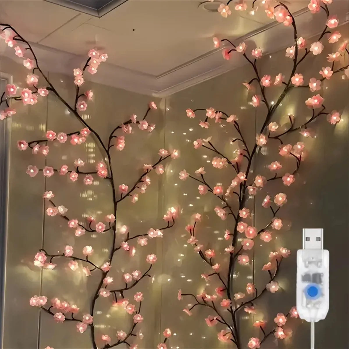 Branches lumineuses fleurs de cerisier – 96 DEL et 8 modes