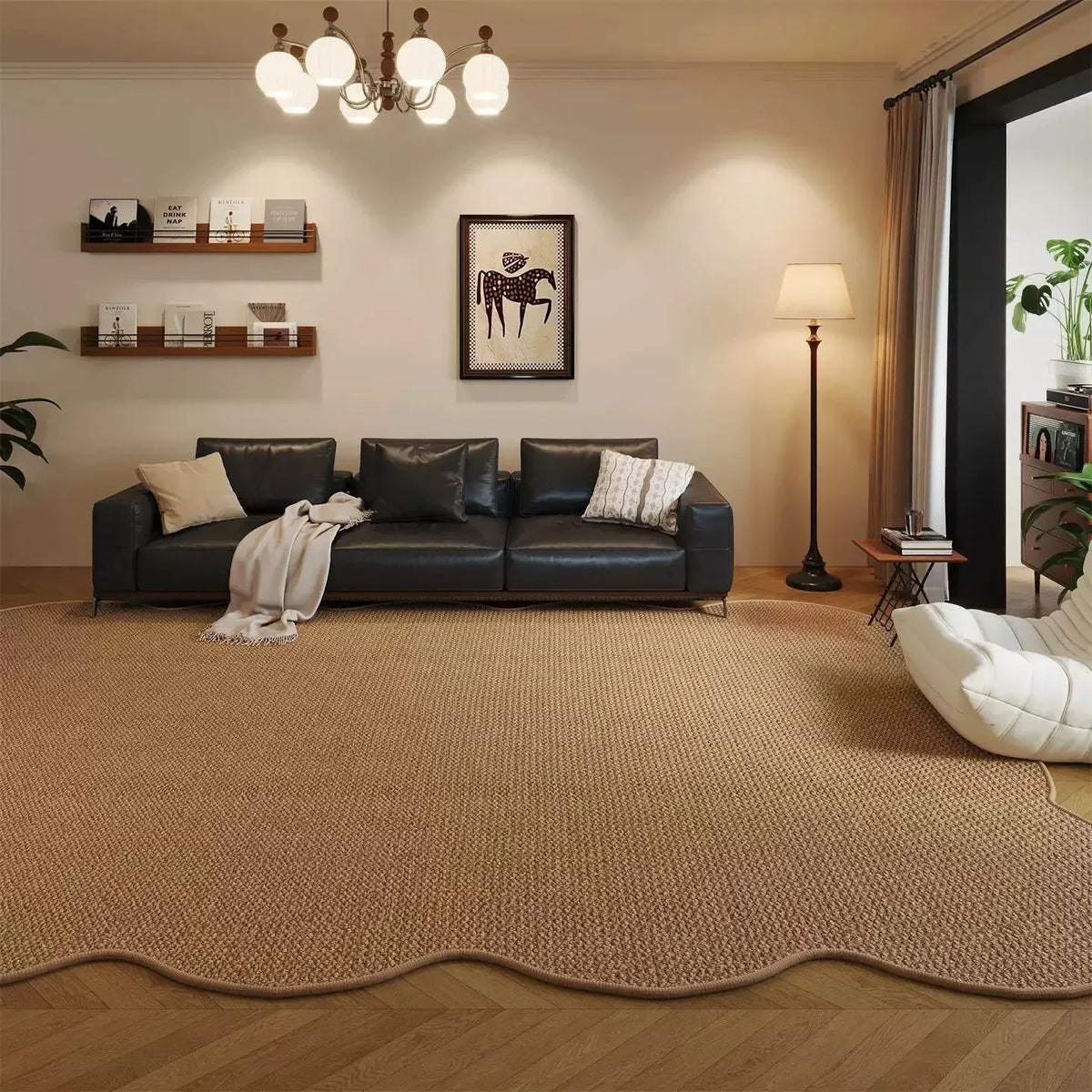 Tapis de chambre à coucher antidérapant, 1 pièce, tapis de sol en jute tissé irrégulier pour salon, tapis vintage bohème, tapis durable pour sol de maison