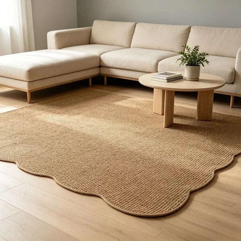 Tapis de chambre à coucher antidérapant, 1 pièce, tapis de sol en jute tissé irrégulier pour salon, tapis vintage bohème, tapis durable pour sol de maison
