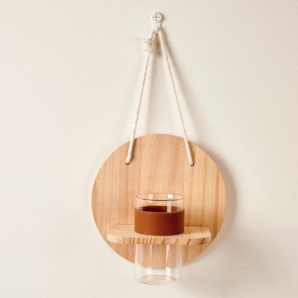 Vase mural en bois pour composition végétale