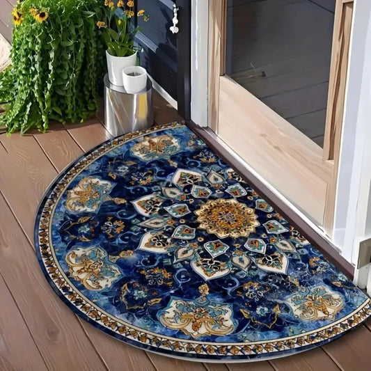 Tapis d'entrée demi-lune Motifs floraux bohèmes