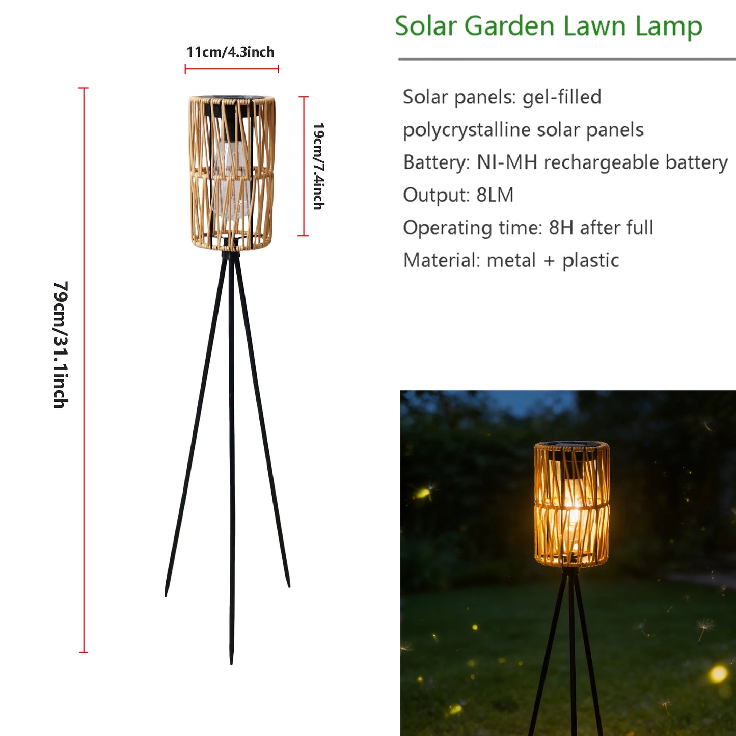 Lanterne solaire sur trépied – éclairage décoratif extérieur