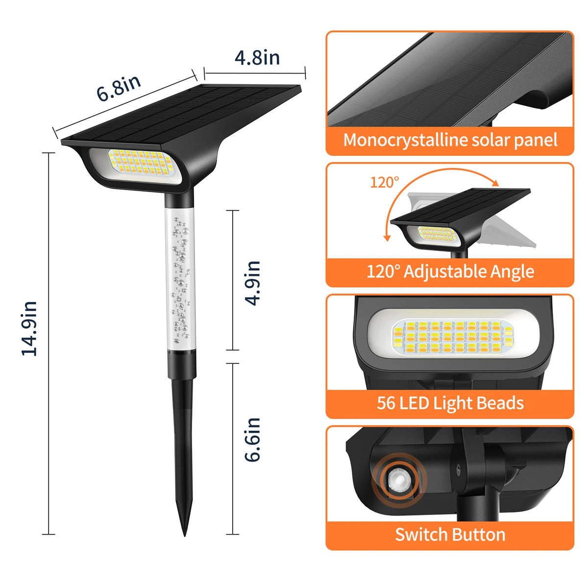 Ensemble de 2 lampes solaires DEL extérieures – IP65