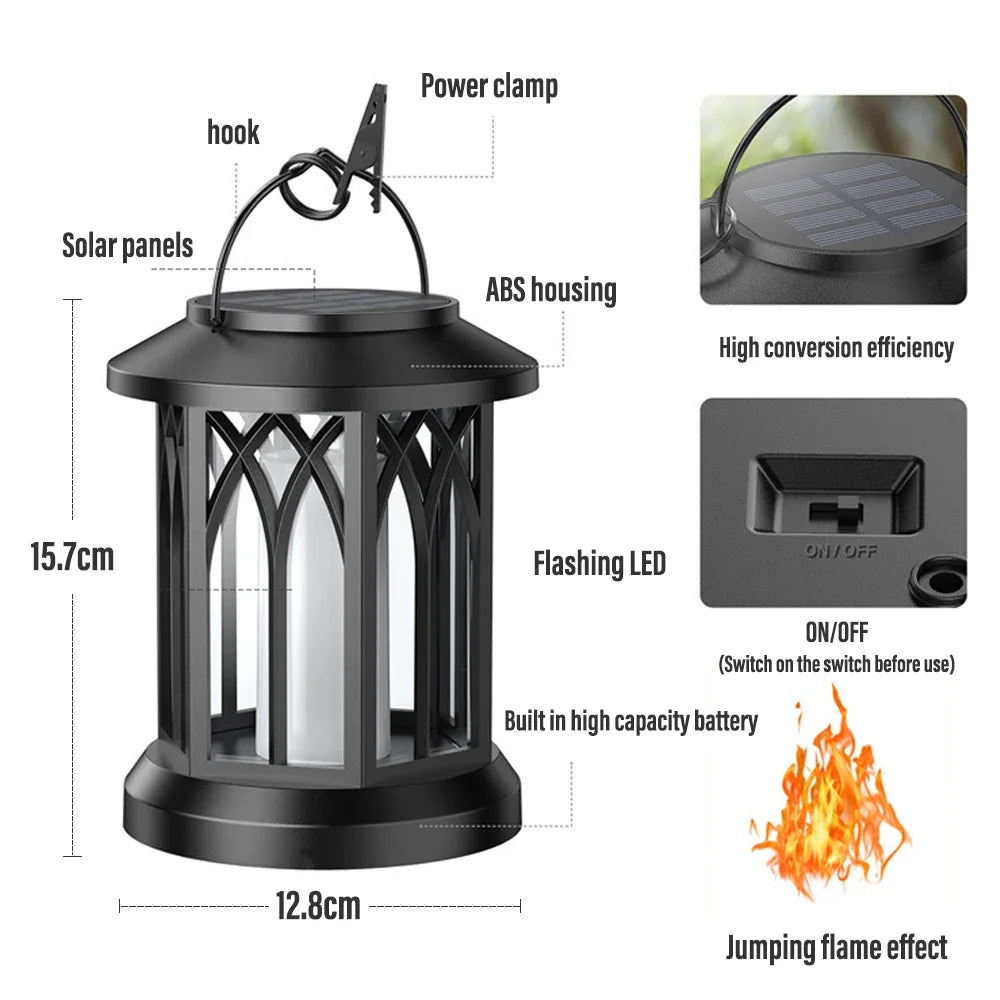 Lampe solaire DEL à effet de flamme – IP65