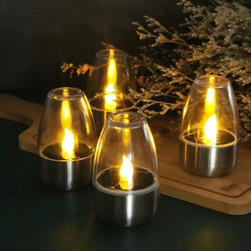 Bougies solaires LED sans flamme, rechargeables, lumière de nuit pour mariage, fête, décoration de jardin, lampe solaire extérieure étanche