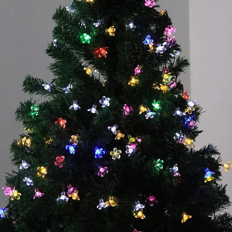 Guirlande solaire fleur LED 5/7/12M pour mariage, fête, maison et jardin
