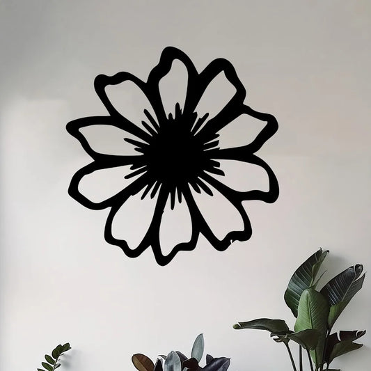 Elegant Daisy Metal Wall Art Rust-Resistant Iron Flower Wall Sculpture Garden Decor
