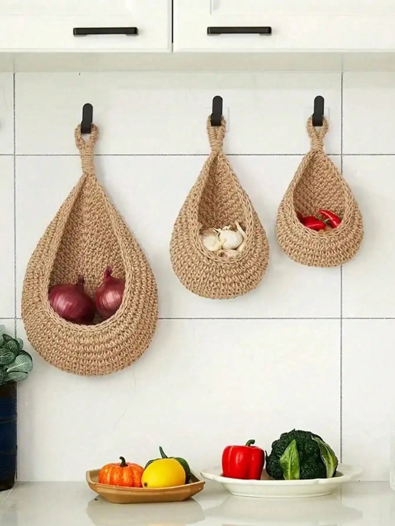 Panier mural tressé bohème, jardinière décorative suspendue