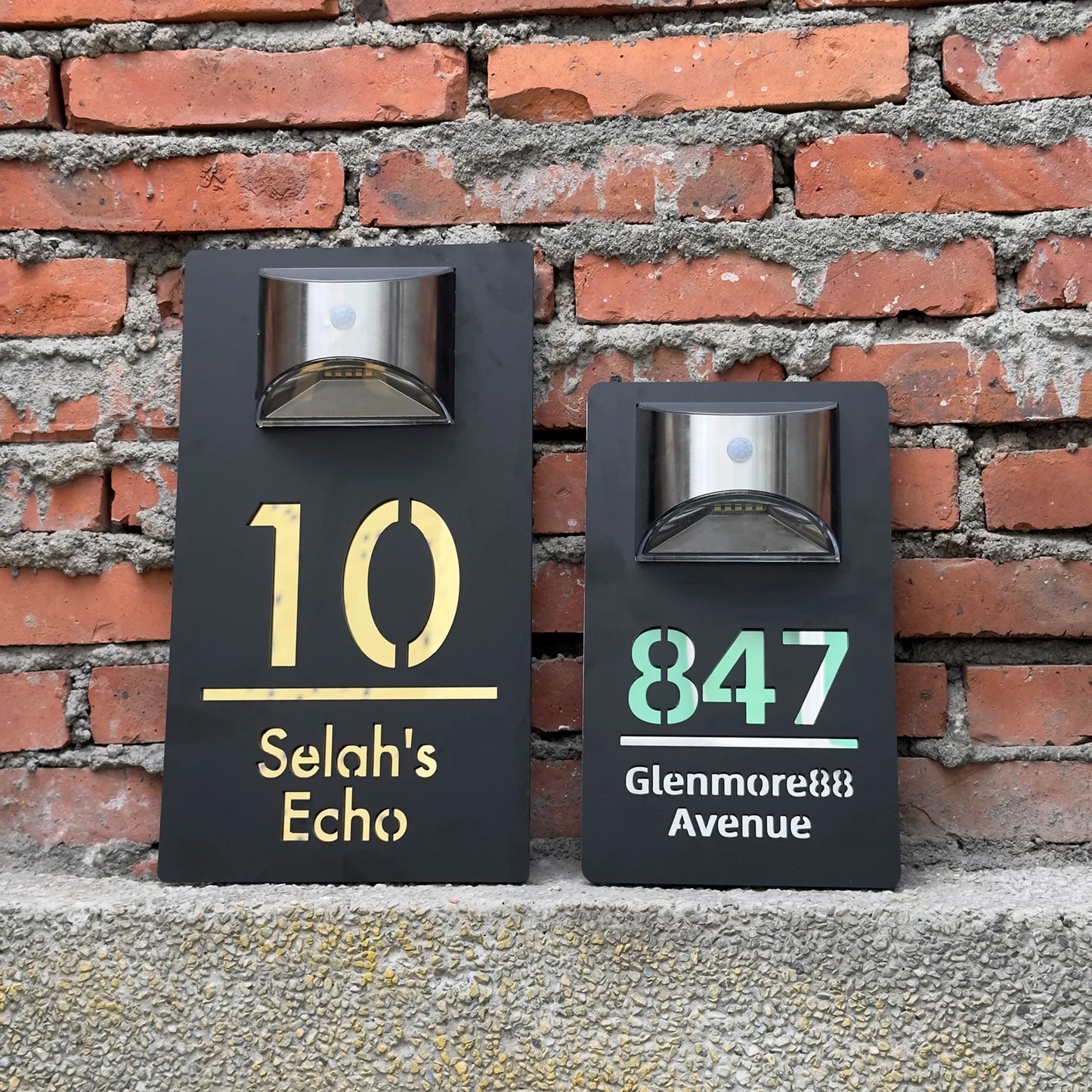 Numéro civique solaire personnalisé, style contemporain élégant