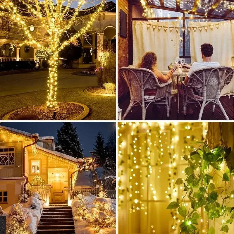 Guirlande solaire LED extérieure en fil de cuivre