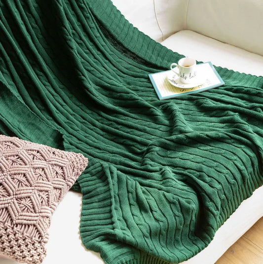 Jeté décoratif 100 % coton en tricot torsadé – doux et chaleureux