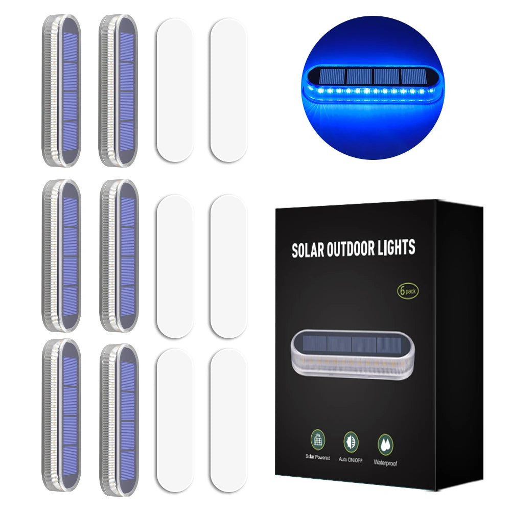 Lampes solaires bleues pour terrasse et escalier – Étanches IP68