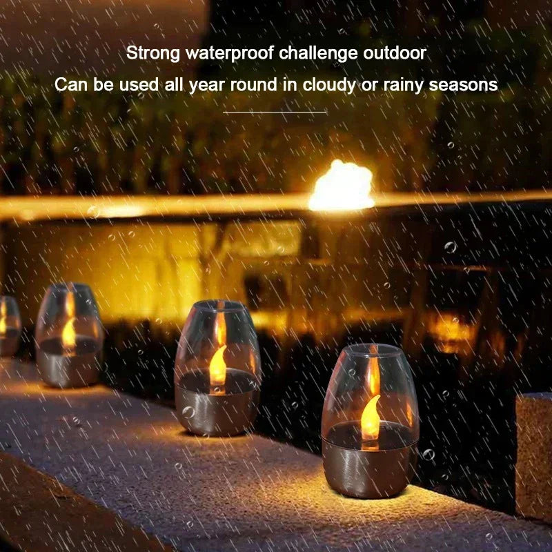 Bougies solaires LED sans flamme, rechargeables, lumière de nuit pour mariage, fête, décoration de jardin, lampe solaire extérieure étanche