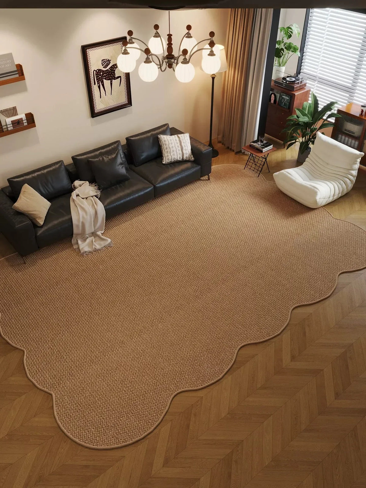 Tapis de chambre à coucher antidérapant, 1 pièce, tapis de sol en jute tissé irrégulier pour salon, tapis vintage bohème, tapis durable pour sol de maison