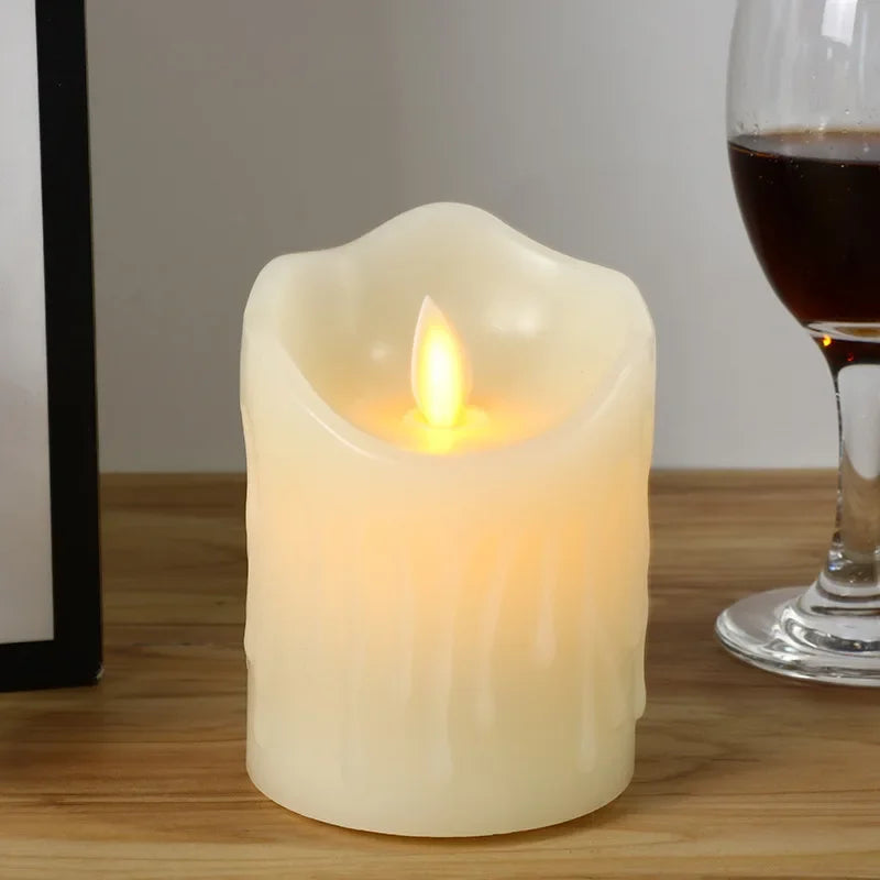 Bougies électroniques, imitation de bougies en plastique, décorations pour mariages, fêtes d'anniversaire, ornements familiaux, ensemble de 3 pièces.