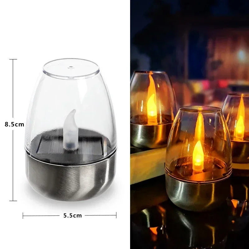 Bougies solaires LED sans flamme, rechargeables, lumière de nuit pour mariage, fête, décoration de jardin, lampe solaire extérieure étanche