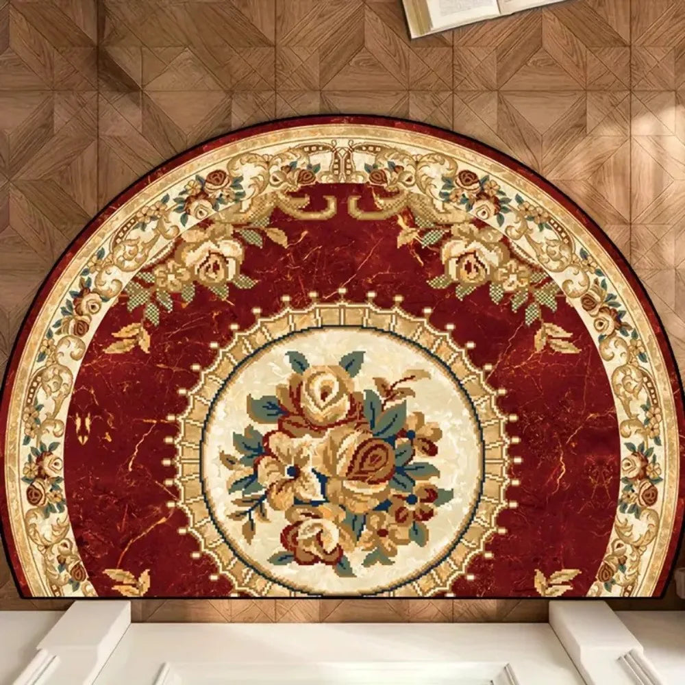 Tapis d'entrée demi-lune Motifs floraux bohèmes
