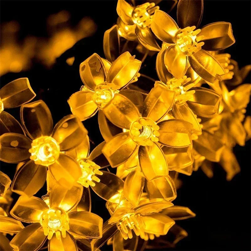 Guirlande solaire fleur LED 5/7/12M pour mariage, fête, maison et jardin