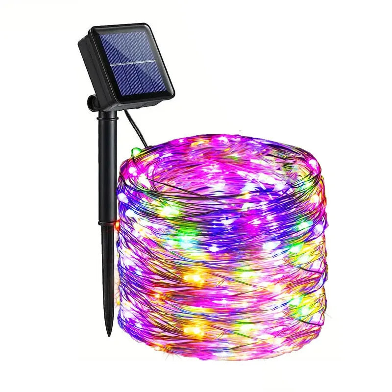 Guirlande solaire LED extérieure en fil de cuivre