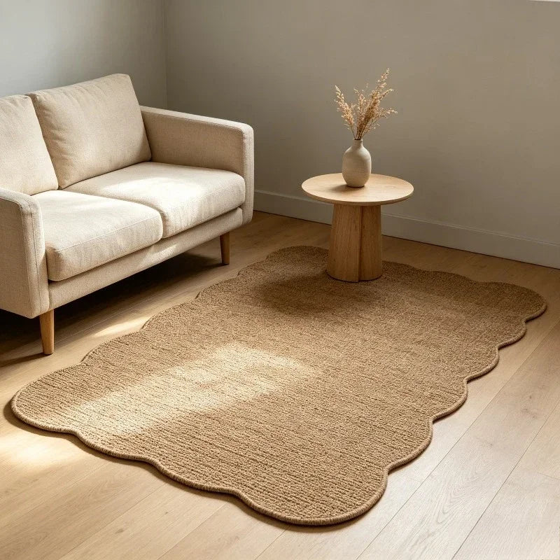 Tapis de chambre à coucher antidérapant, 1 pièce, tapis de sol en jute tissé irrégulier pour salon, tapis vintage bohème, tapis durable pour sol de maison