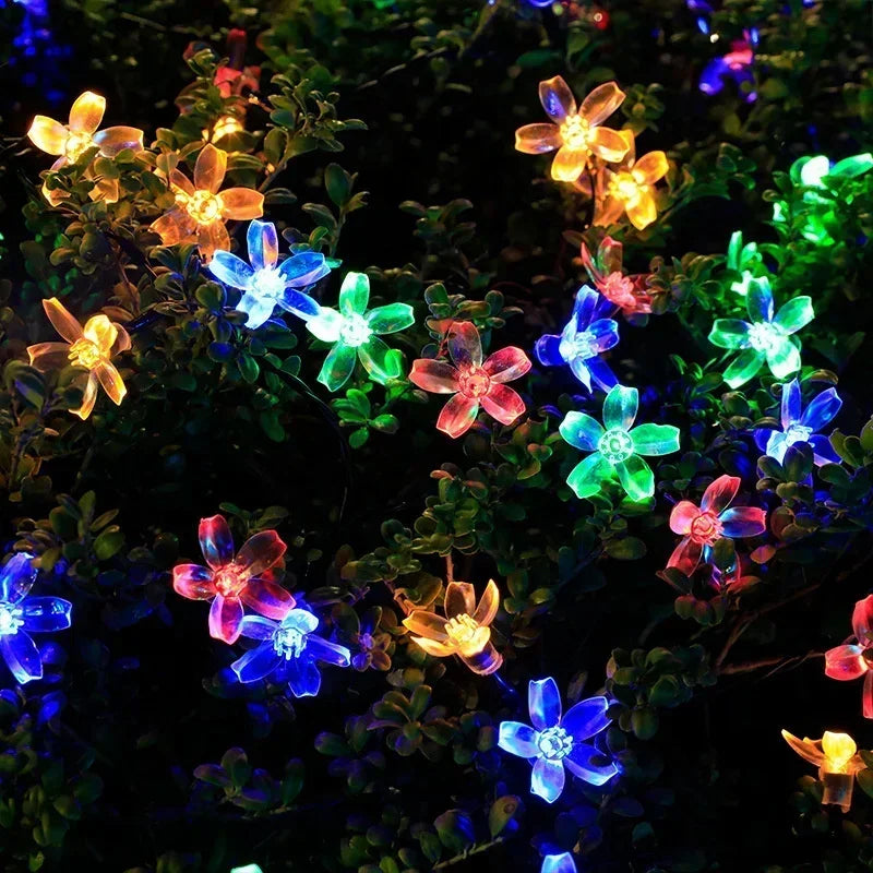 Guirlande solaire fleur LED 5/7/12M pour mariage, fête, maison et jardin