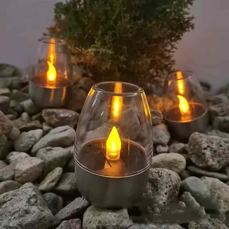 Bougies solaires LED sans flamme, rechargeables, lumière de nuit pour mariage, fête, décoration de jardin, lampe solaire extérieure étanche