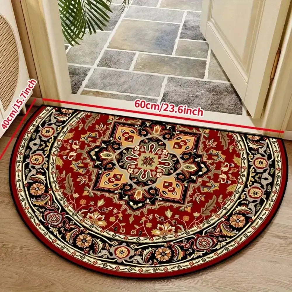 Tapis d'entrée demi-lune Motifs floraux bohèmes