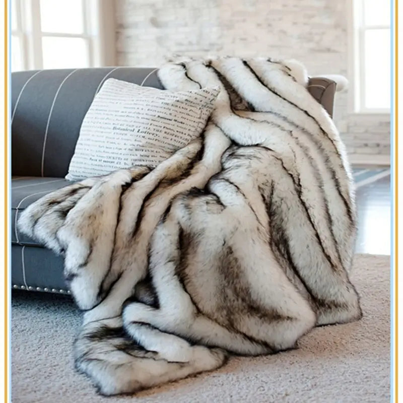 Couverture d'hiver en fausse fourrure épaisse en peluche, flanelle, Imitation fourrure de renard, couverture chaude et douce pour lit Double, King Size, nouvelle collection