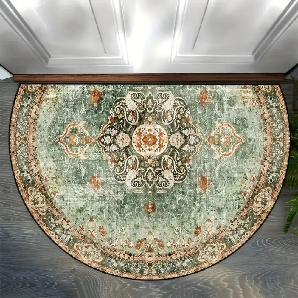 Tapis d'entrée demi-lune Motifs floraux bohèmes