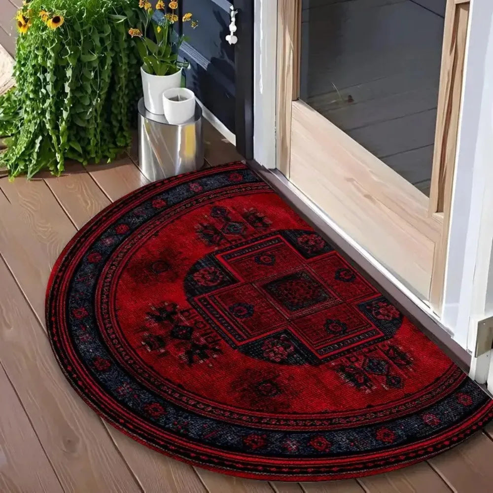 Tapis d'entrée demi-lune Motifs floraux bohèmes
