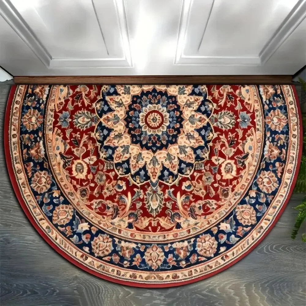 Tapis d'entrée demi-lune Motifs floraux bohèmes