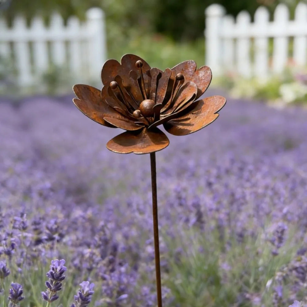 Décoration de jardin en fer à motif de fleurs – 45 cm