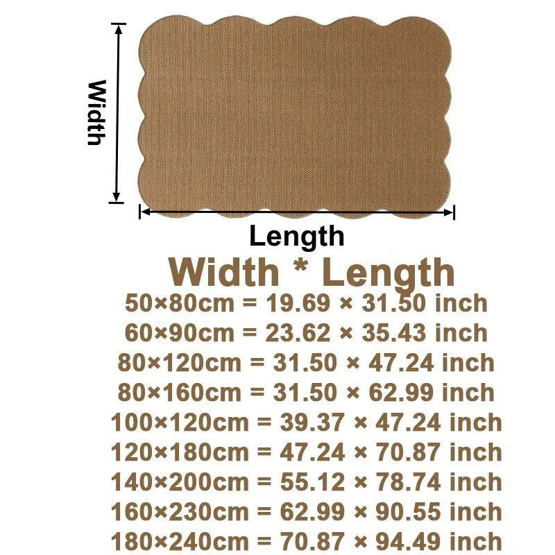 Tapis de chambre à coucher antidérapant, 1 pièce, tapis de sol en jute tissé irrégulier pour salon, tapis vintage bohème, tapis durable pour sol de maison