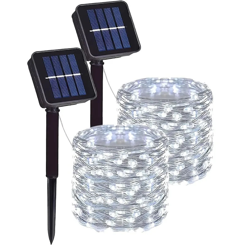 Guirlande solaire LED extérieure en fil de cuivre