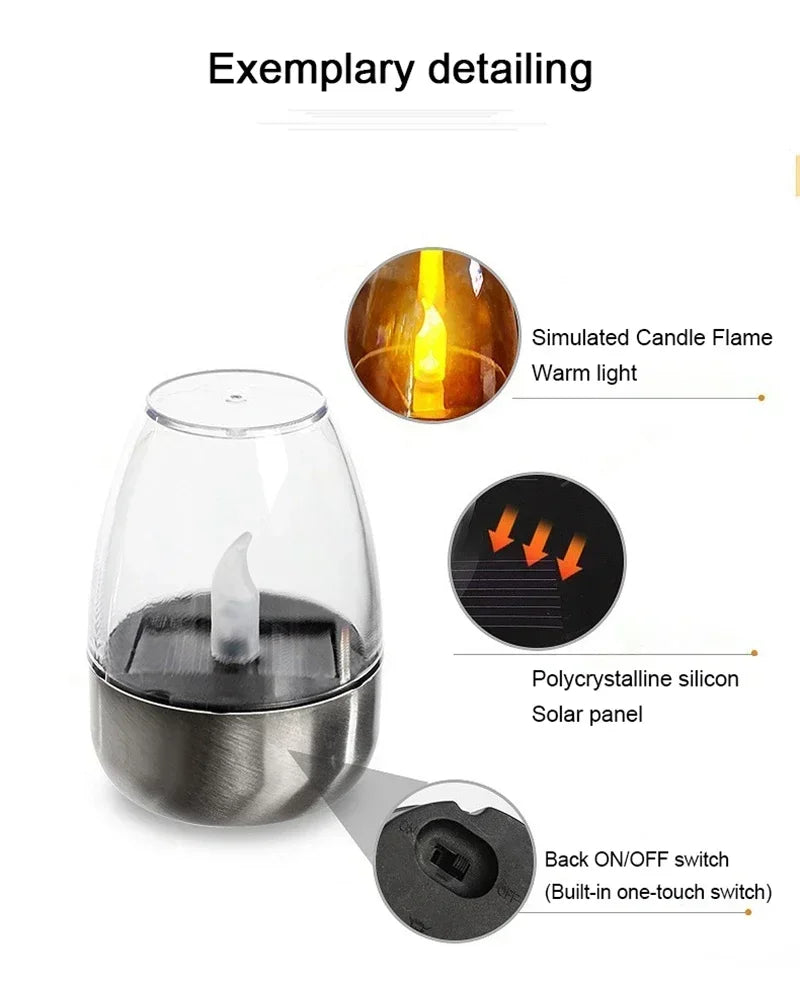 Bougies solaires LED sans flamme, rechargeables, lumière de nuit pour mariage, fête, décoration de jardin, lampe solaire extérieure étanche