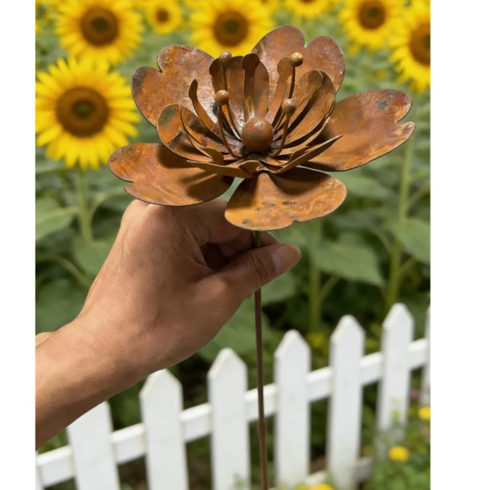 Décoration de jardin en fer à motif de fleurs – 45 cm