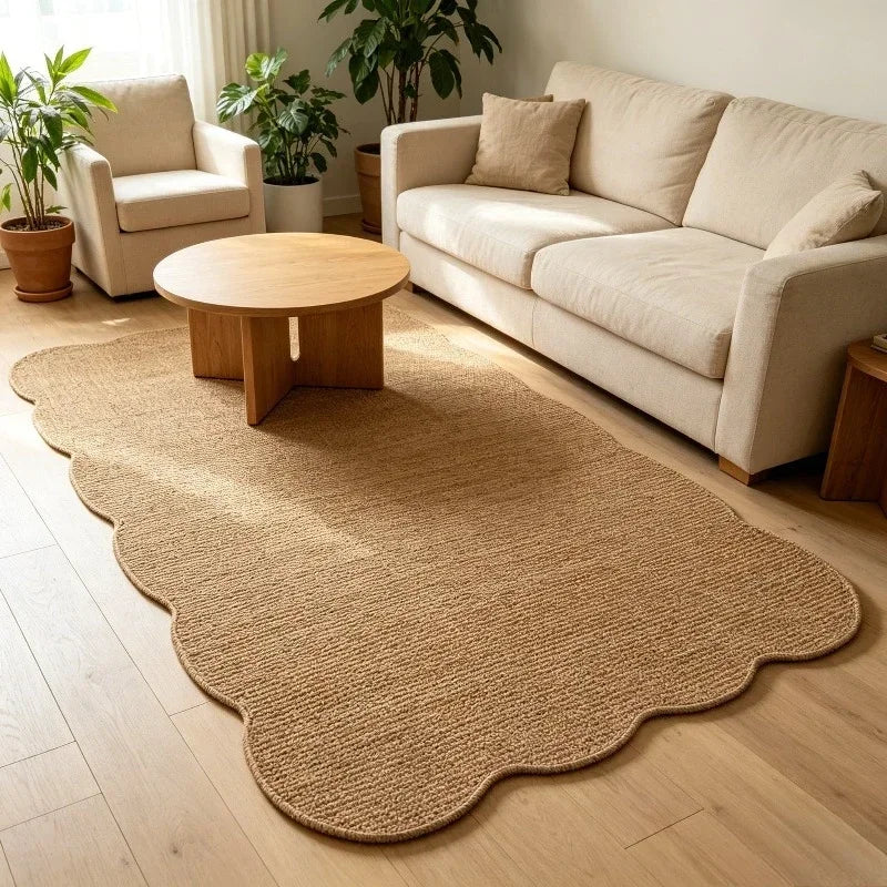 Tapis de chambre à coucher antidérapant, 1 pièce, tapis de sol en jute tissé irrégulier pour salon, tapis vintage bohème, tapis durable pour sol de maison