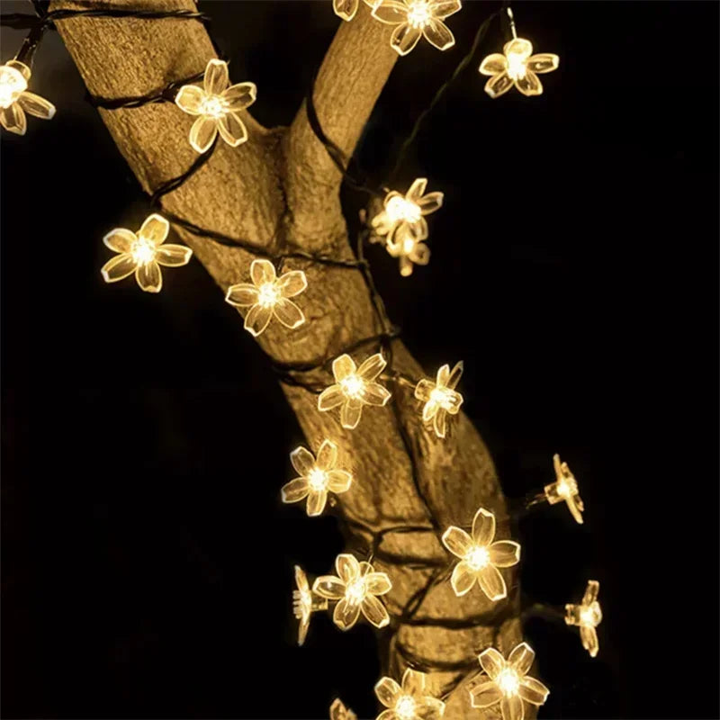 Guirlande solaire fleur LED 5/7/12M pour mariage, fête, maison et jardin